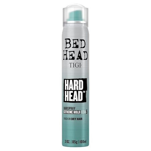 TIGI Bed Head Hard Head Hair Spray, Travel Size, Extra Strong Hold for All Day Style and All Hair Types, 3 oz
