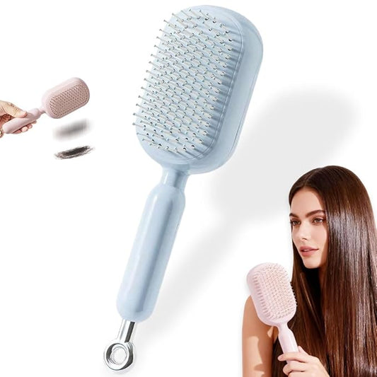 Retractable Cushion Massage Comb Brush, 2026 New Self Cleaning Hair Brush, Anti Static Massage Comb Air Cushion Comb for Women (Blue, 1pcs)
