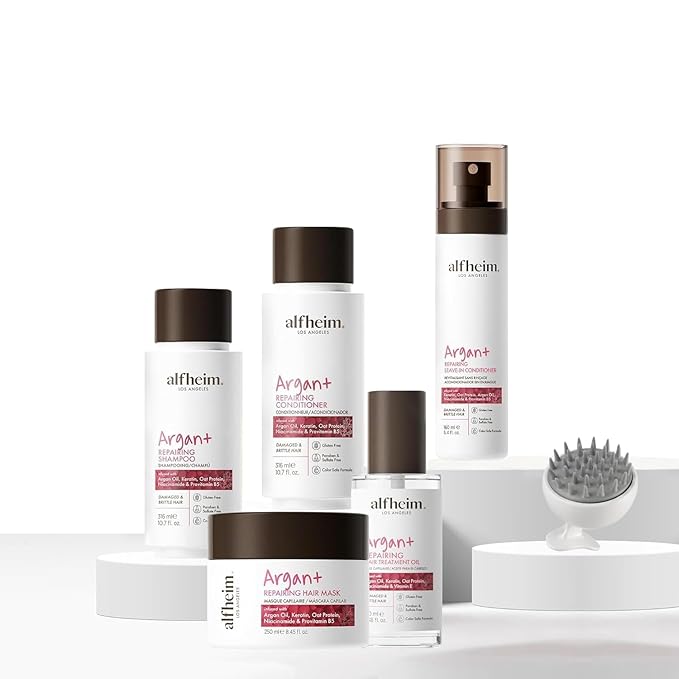 Alfheim Argan Hair Care Set | Argan Oil Shampoo, Conditioner, Hair Mask, Leave-In & Hair Oil | Frizz Control & Repair | Moisturizing & Strengthening | Sulfate-Free, Color-Safe | Holiday Gift for you
