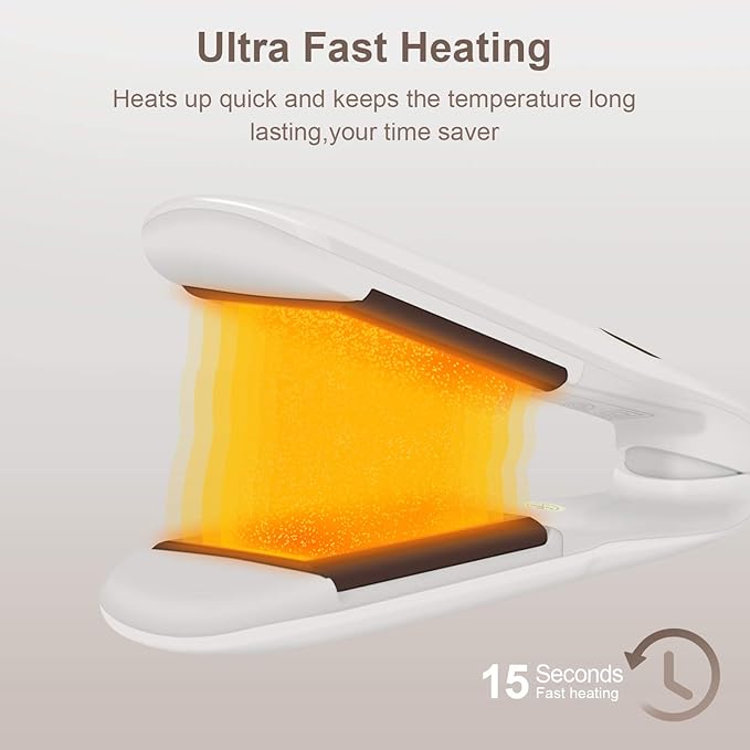 1¼ Inch Titanium Nano Flat Iron, Aima Beauty 2 in 1 Hair Straightener with 3D Floating Ceramic Coating Plates for Healthy Styling & Thin Hair, LCD Temp Display, Dual Voltage, White