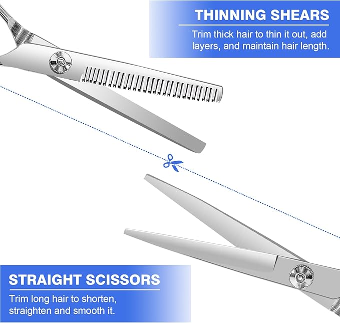 Professional Hair Cutting Kit for Women & Kids - Hair Scissors, Split Ends Trimmer & Bangs Clips - DIY Home Haircut Tools for Precision Cutting, Styling & Trimming