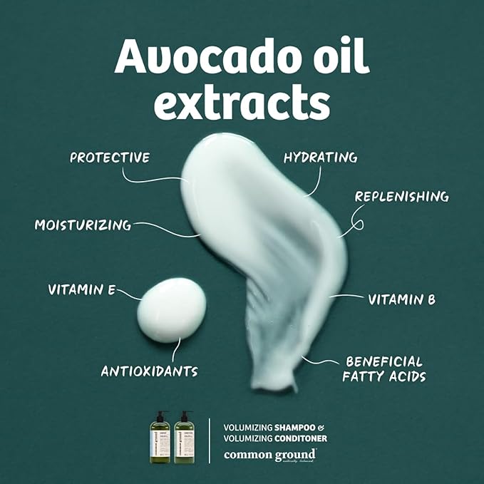 Common Ground Volumizing Natural Conditioner, Paraben and Cruelty Free, Vegan, Plant-Based, Botanical Magnolia Scent, Avocado Oil, pH5.5, Healthy Scalp, Shine, Color Safe for Men, Women