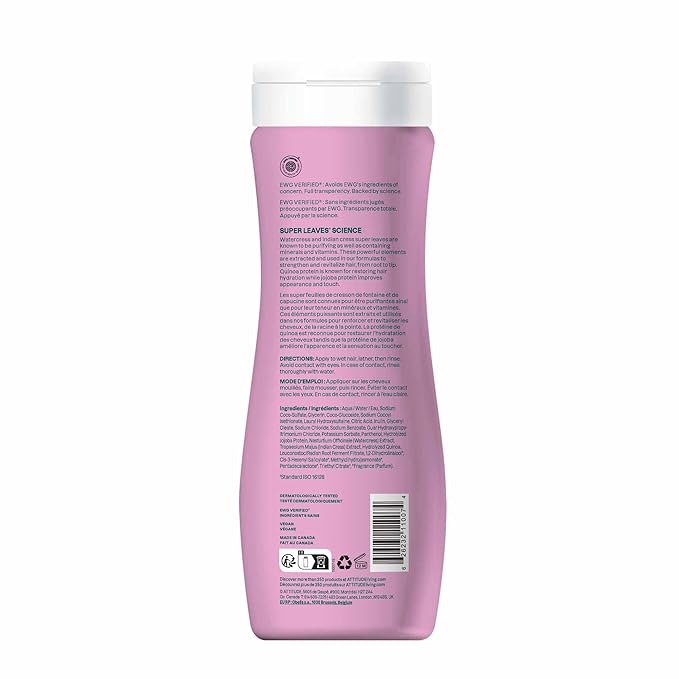 ATTITUDE Moisture Rich Hair Shampoo, EWG Verified, For Dry and Damaged Hair, Naturally Derived Ingredients, Vegan and Plant Based, Quinoa and Jojoba, 16 Fl Oz (Pack of 6)