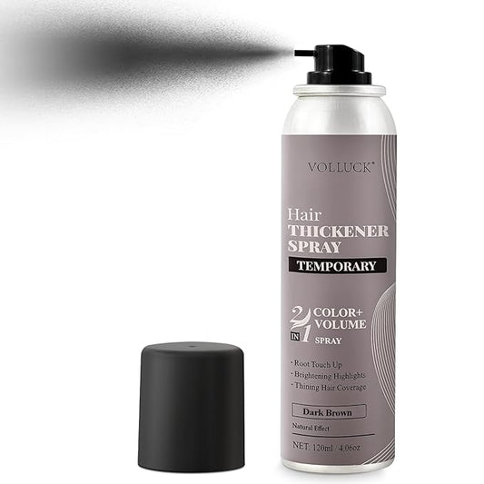 VOLLUCK Hair Thickening Fibers Spray, Temporary Colored Hair Thickener for Root Touch Up Spray, Grey Coverage Root Concealer for Women & Men, | Volumizing & Thickening | Black