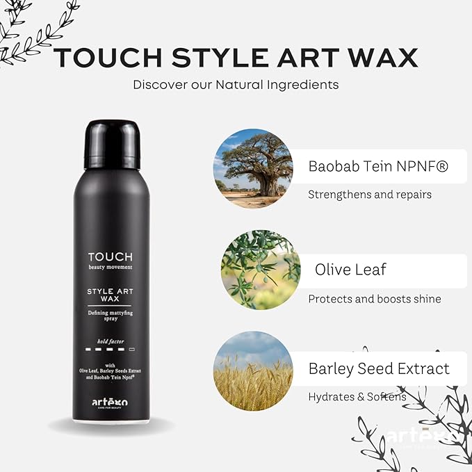 Artègo TOUCH Style Art Wax Spray (5.1 oz) – Defining & Mattifying Spray Wax for Textured, Flexible, Long-Lasting Styles
