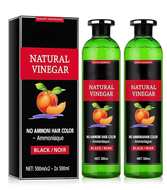 Fruit Vinegar Hair Color, Natural Black Color Dye for Hair Care, Black Hair Dye Cream 500ml*2/Pack, Ammonia Free, Instant Hair Dye, 100% Gray Hair Coverage Natural Ammonia Free Color Dye (500ml x 2)
