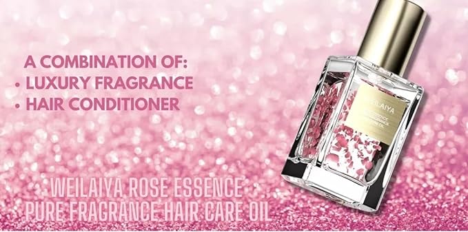 Weilaiya Damask Rose Essence Pure Fragrance Hair Care Oil – 1.41 fl oz – Nourishing Oil for Dry, Damaged, Frizzy Hair – Natural Moisturizing & Smoothing Treatment for All Hair Types