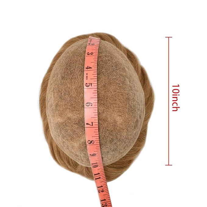 Toupee For Men Real Human Hair System For Men Full Swiss Lace Mens Toupee Lace Hair Piece For Men Hair System Bleached Knots 8x10 120% Medium light density 30R#