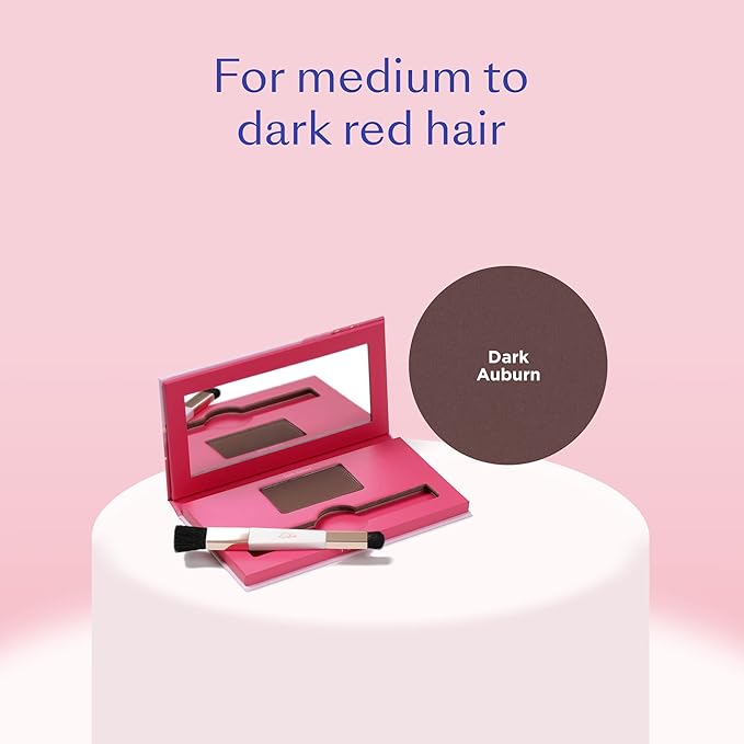 eSalon Root Touch Up + Brow Powder, Conceal & Cover (Dark Auburn) - Hairline Powder for Women - Scalp Concealer & Filler for Thinning & Gray Hair Coverage - Creates Thicker & Fuller-Looking Hair