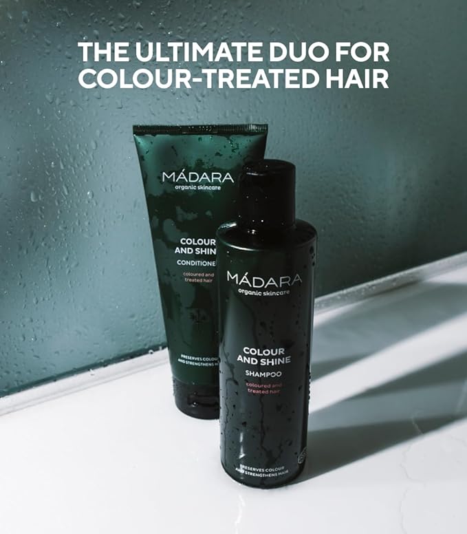 MÁDARA Organic Skincare | Colour and Shine Shampoo, 200ml – Natural shampoo for coloured hair, Helps maintain colour and lustre, Nature-inspired hair care, Vegan, COSMOS Natural certified