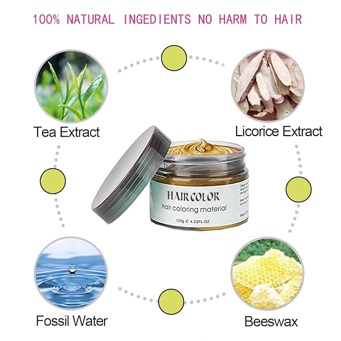 Gold Hair Color Wax Dye, Temporary Gold Hair Spray Color for Halloween Cosplay, Party, Masquerade, 4.23oz Instant Hairstyle Mud Cream