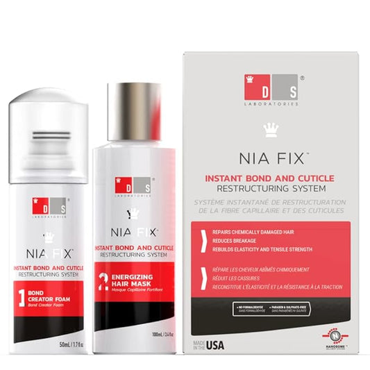 DS Labs Nia Fix Bond Care Treatment - 2-Step Strengthening & Smoothing System for Damaged Hair, Helps Reduce the Look of Split Ends & Breakage from Color, Bleach & Heat