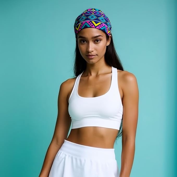 1 Pack Boho Headbands Stretch Paisley Print Bandana Headband Criss Cross Hair Bands Knotted Head Wrap Yoga Daily for Women and Girls (Purple Ethnic)