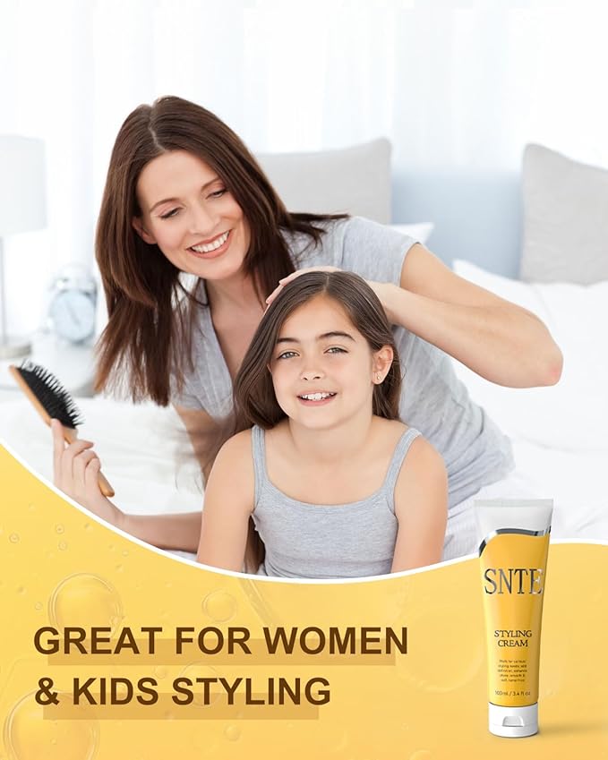 Slick Back Hair Brush & Styling Cream, Non-greasy Hair Smoothing Cream for Women, Kids Slick Back, Versatile Styling Products for Various Textures and Styles, Bun Maker for Flyaways