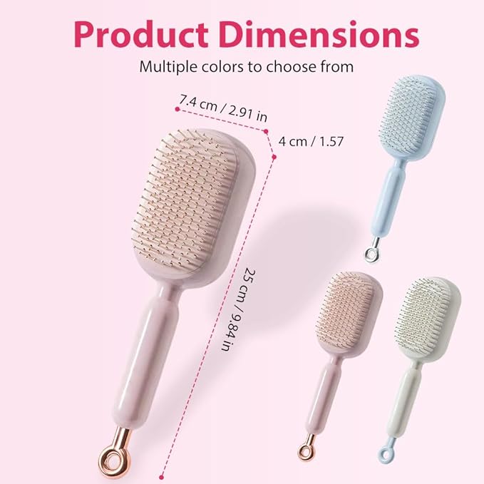 Retractable Cushion Massage Comb Brush, 2026 New Self Cleaning Hair Brush, Anti Static Massage Comb Air Cushion Comb for Women (White, 2pcs)