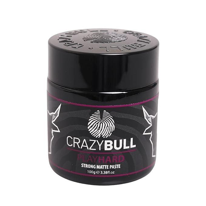 Crazy Bull Hair Play Hard Strong Matte Paste - Volumizing Hair Products - Cruelty-Free Styling Cream with Melon Scent - No Flake Hair Paste - 3.38 oz