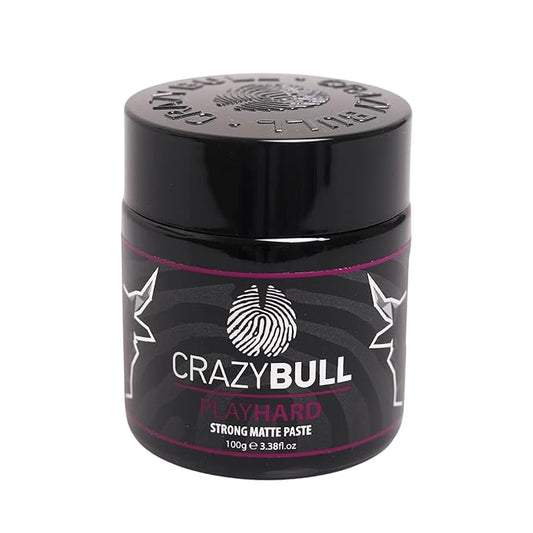 Crazy Bull Hair Play Hard Strong Matte Paste - Volumizing Hair Products - Cruelty-Free Styling Cream with Melon Scent - No Flake Hair Paste - 3.38 oz