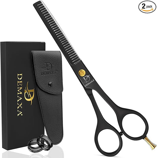 Thinning Shears for Hair Cutting - DEMAXA Hair Thinning Scissors Professional Barber’s Texturizing Shears for Salon & Home Use - 6.5-inch Black High Carbon Stainless Steel Thinning Sheers