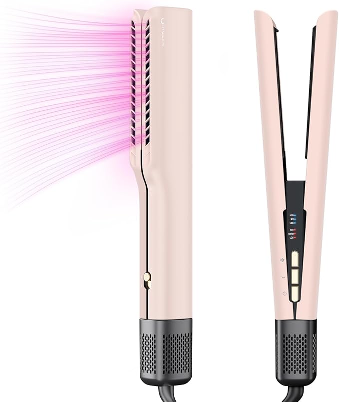 IG INGLAM Air Straight, Style from Wet Hair, 200M Ionic Hair Dryer Straightener for Medium Long Length(14”-30”), Straightener and Dryer 2 in 1, Fast Drying and Straightening in One Step, Pink
