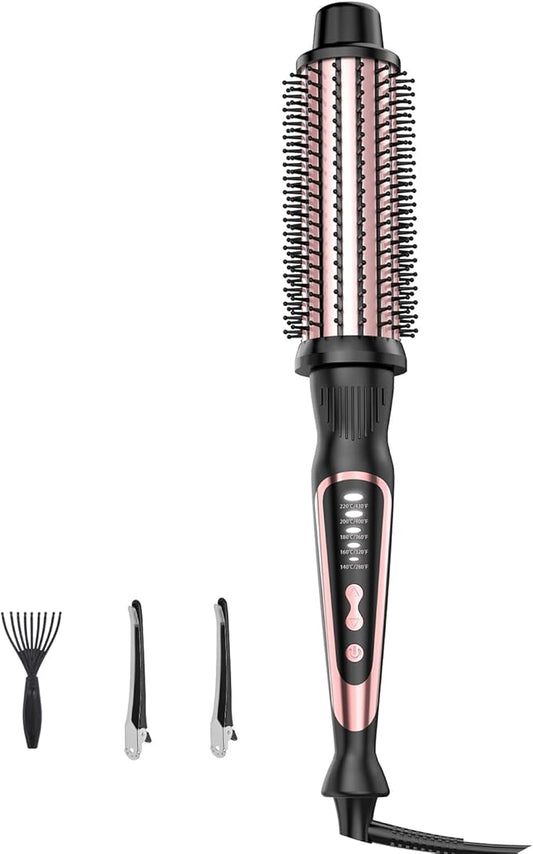 Thermal Brush, Heated Round Brush & Curling Iron with Ceramic Ionic Technology, Hair Tools for Volumizing & Styling, Travel-Friendly Hot Comb with Adjustable Temperature（Rose Gold 1.5 inch）