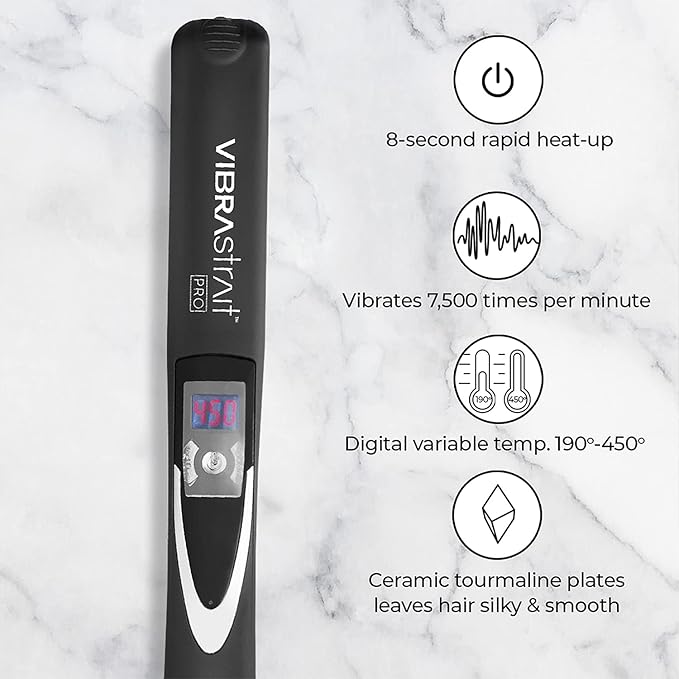 Value Bundle: Vibrastrait PRO 1" Vibrating Ceramic Flat Iron & Cloud 9 Miracle Repair 3-in-1 Heat Protectant and Leave-in Condition Spray