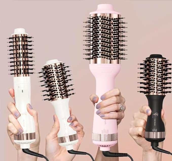 Travel Blow Dryer Brush in one, Dual Voltage Mini Hot Air Brush, Hair Trends Nano Titanium 2 Inch One Step Hair Dryer and Styler Volumizer Oval Shape