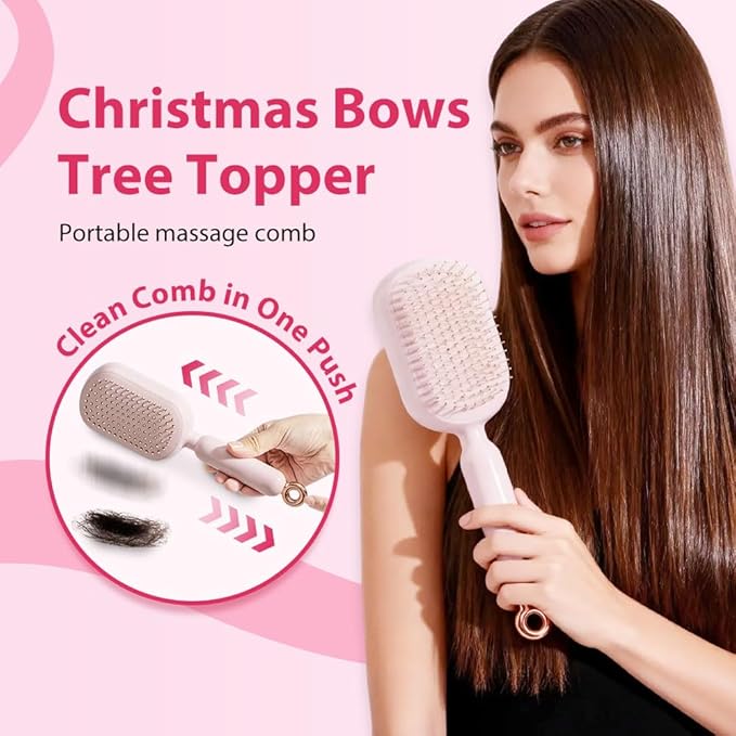 Retractable Cushion Massage Comb Brush, 2026 New Self Cleaning Hair Brush, Anti Static Massage Comb Air Cushion Comb for Women (Blue+Pink+White, 3pcs)