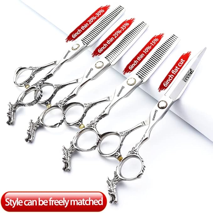 6/7/8/9 inch Professional Hair Cutting Thinning Scissors Barber Shears Hairdressing Salon Set (6-inch 4pc)