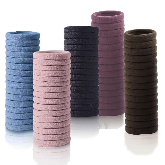 100PCS No Damage Hair Ties For Women Girls Men Kids Toddler - Soft Seamless Hair Ties For Thick & Curly Hair - Brown Rubber Bands For Hair No Pull Ponytail Holder