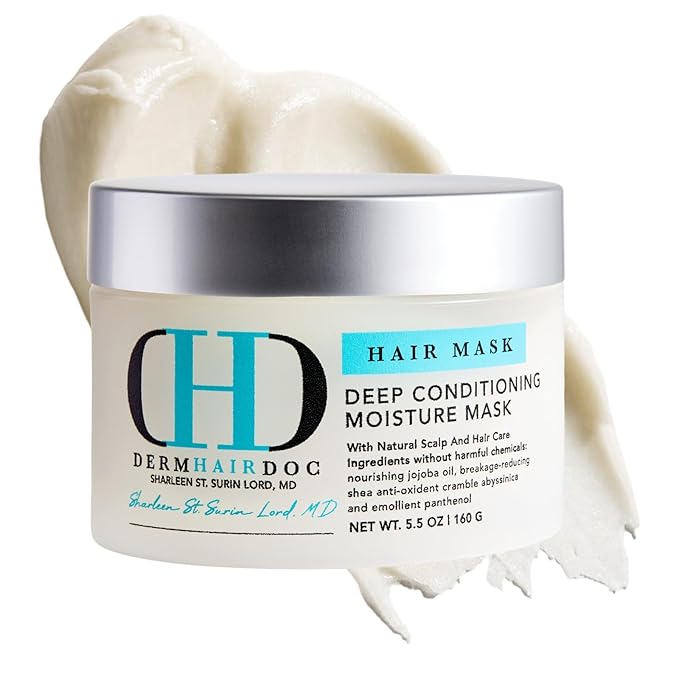 Hair Mask, Deep Conditioning Hair Mask, Hydrating Detangler Moisturizing Dermatologist-Developed Treatment for Curly, Dry, Frizzy, Swimmer's Hair & Itchy Scalp – 5.5 oz