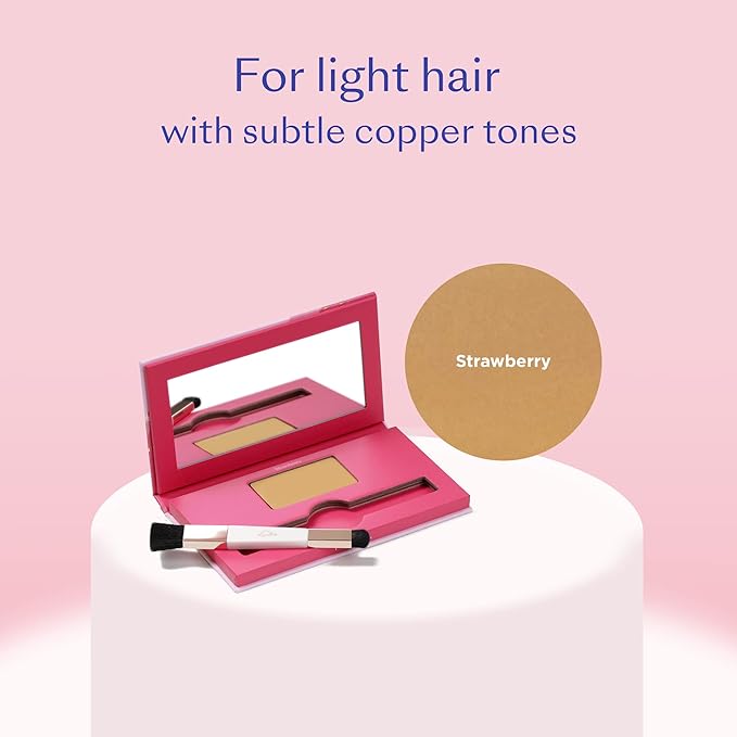 eSalon Root Touch Up + Brow Powder, Conceal & Cover (Strawberry) - Hairline Powder for Women - Scalp Concealer & Filler for Thinning & Gray Hair Coverage - Creates Thicker & Fuller-Looking Hair