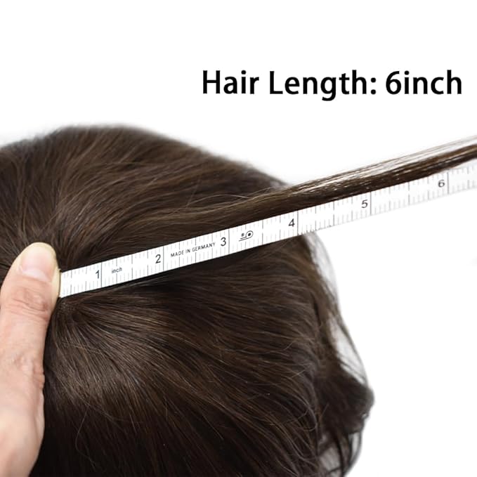 Toupee For Men Real Human Hair System Full Swiss Lace Mens Toupee Lace Hair Piece For Men Hair System Bleached Knots 6x9 Mmedium light density 3# DARK BROWN