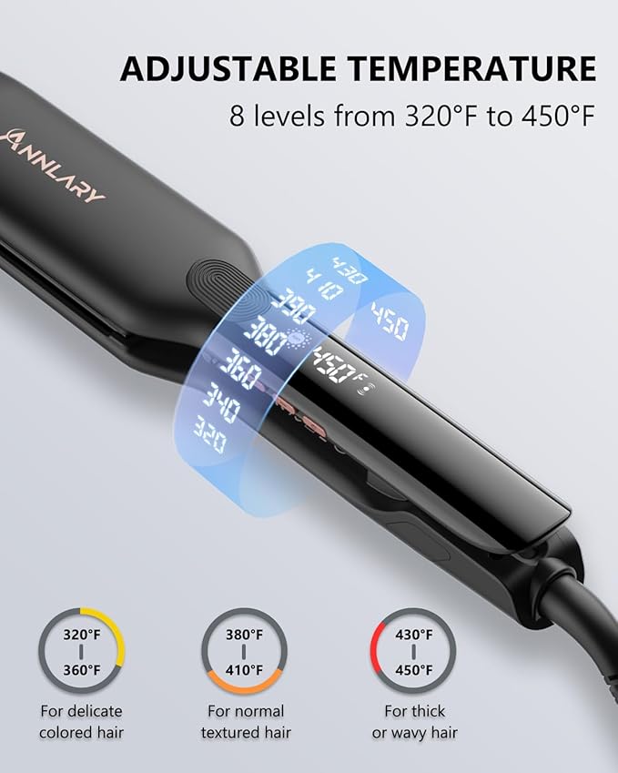 1.75 Inches Flat Iron Hair Straightener with Heat Resistant Silicone Mat Pouch, Professional Ceramic Ionic Dual Voltage Straightener for Less Frizz, Shinier & Smoother Hair