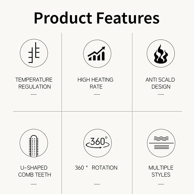 Hair Straightener Brush, Straight Hair Comb for Women, Heat Comb Hair Straightening 30s Fast Heating with 6 Temp Settings & Anti-hot Comb, Styling for Silky Smooth Home Salon, Grey