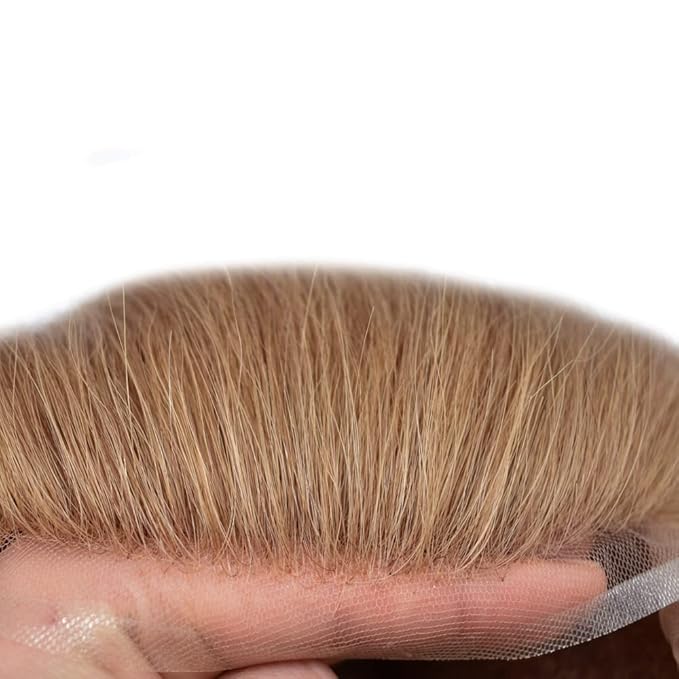 Toupee For Men Real Human Hair System For Men Full Swiss Lace Mens Toupee Lace Hair Piece For Mens Hair System Bleached Knots 8x10-90% light density30R#