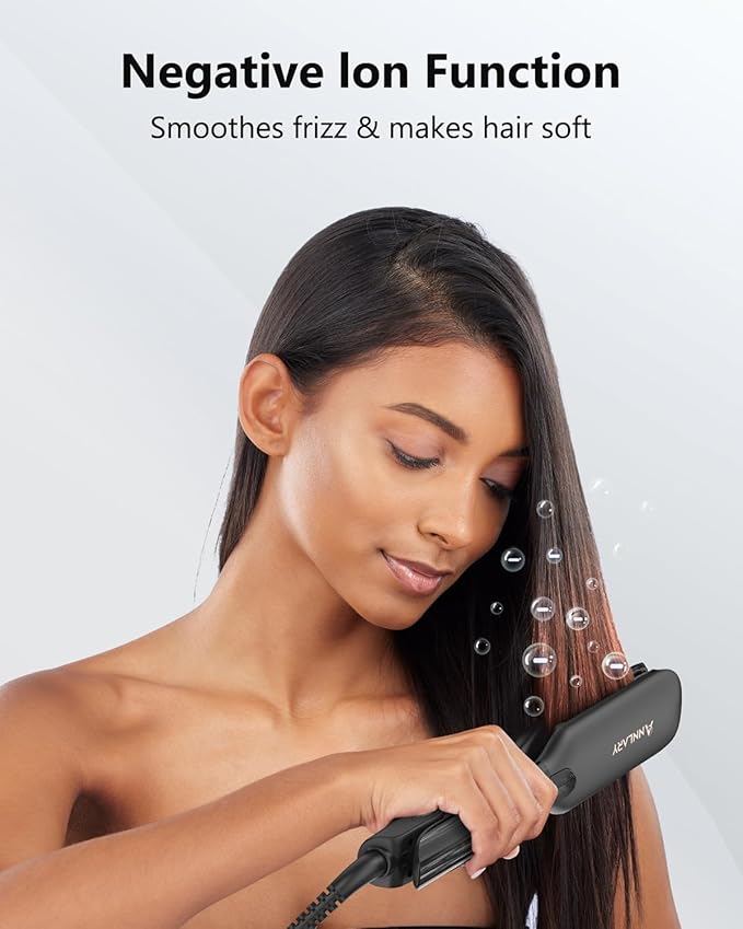 1.75 Inches Flat Iron Hair Straightener with Heat Resistant Silicone Mat Pouch, Professional Ceramic Ionic Dual Voltage Straightener for Less Frizz, Shinier & Smoother Hair