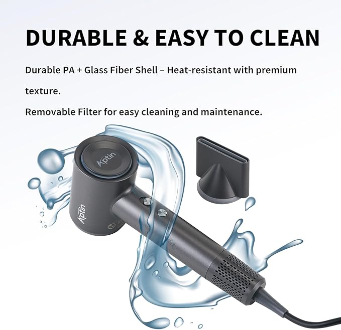 Ionic Hair Dryer, Dual Overheat Protection & Anti-Static Ion Care, High-Speed Wind, Low Noise, 2 Heat & 2 Speed Settings, Durable PA+Glass Fiber Shell, Lightweight with Concentrator Nozzle