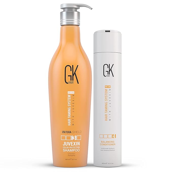GK HAIRGlobal Keratin Balancing Conditioner For Dry Damaged Oily and Color Treated Hair And Global Keratin Shield Shampoo - (650ml/22oz) Color Protection Deep Cleansing for Dry Dull Hair Sulfate Free.
