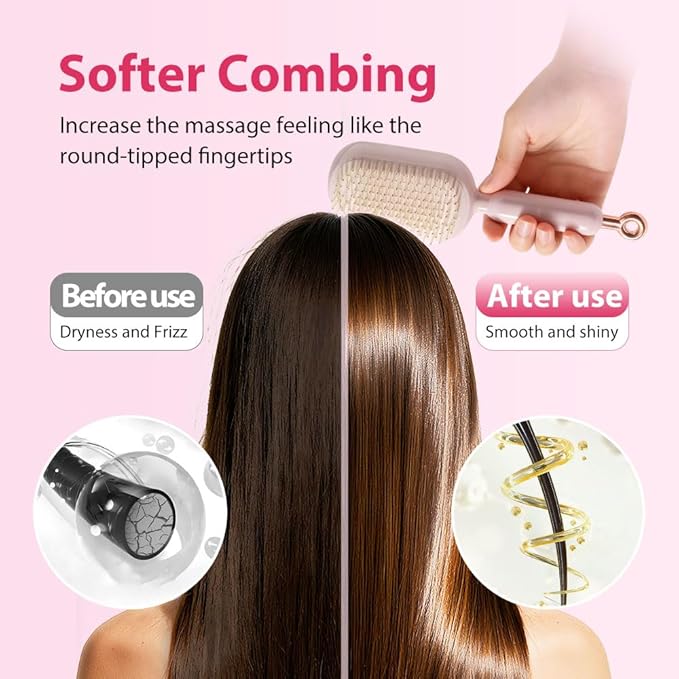 Retractable Cushion Massage Comb Brush, 2026 New Self Cleaning Hair Brush, Anti Static Massage Comb Air Cushion Comb for Women (White, 1pcs)