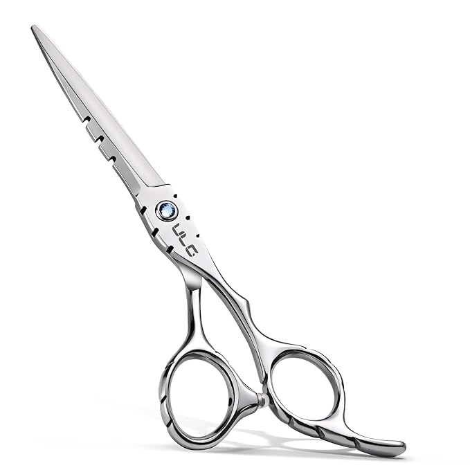 ULG Hair Cutting Scissors 6.7” Shark Series, 100% Japanese Stainless Steel Ultra Sharp, Concave Blade Barber Shears, Ergonomic Offset Handle, Professional Salon Haircut Scissors for Home & Salon Use