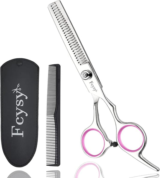Thinning Shears for Hair Cutting, Professional Hair Thinning Scissors Barber Texturizing Shears, Fcysy 6 Inches Haircutting Blend Scissor Hair Thinner Layering Scissors with Comb for Dog Women Men