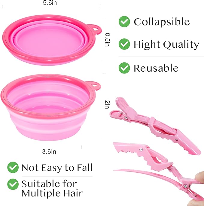 11pcs Hair Coloring Kit - Professional Salon Tools for DIY Mixing, Includes Clips, Bowl, Dye Brush, Earmuffs - Perfect for Bleaching and Dye