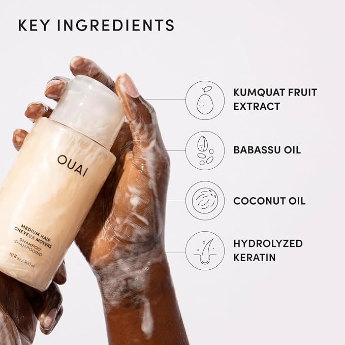 OUAI Medium Shampoo Refill - Hydrating Shampoo with Coconut Oil, Babassu, Kumquat Extract and Keratin - Strengthens, Nourishes and Adds Shine - Paraben, Phthalate and Sulfate Free Hair Care (32 Fl Oz)