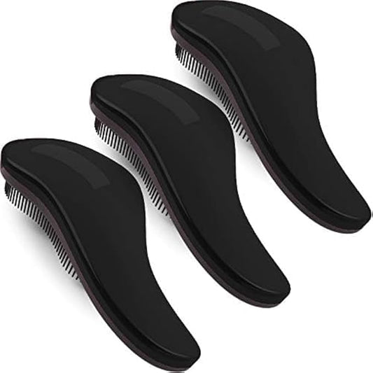 79STYLE 3pcs Detangler Brush Naturals Detangling Hair Comb Glide Thru No Pain Tangle Free For Women Men, Kids Wet, Dry Curly Hair Accessory (Single Black-Size 7.4")