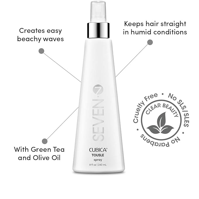 SEVEN Hair Care CUBICA TOUSLE Texture Hair Spray for Women & Men, Dry Wax Hairspray for Volume, Body + Beachy Waves, ProVitamin B5, Green Tea, Sunflower Seed + Jojoba, Cruelty Free, Made in USA, 8 oz