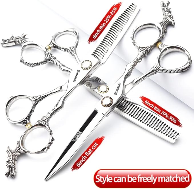 6/7/8/9 inch Professional Hair Cutting Thinning Scissors Barber Shears Hairdressing Salon Set (6-inch 3pc)