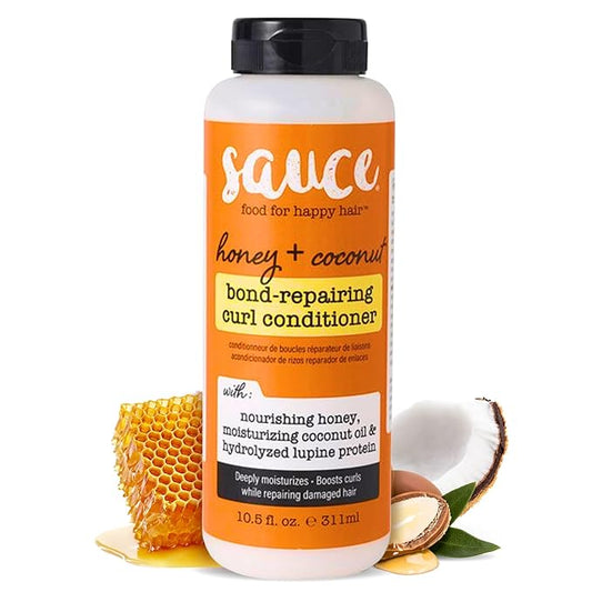 SAUCE Honey + Coconut Bond Repair Curly Hair Conditioner, 10.5 Fl Oz, Controls Frizz, Helps Repair Damage & Reduce Breakage with Lupine Protein & Squalane, No Sulfates & Parabens