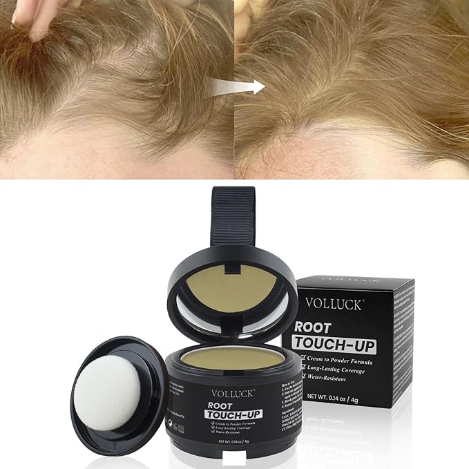 VOLLUCK Hairline Powder Instantly, Root Touch up Powder Hair Color Upgraded, Grey Root Cover up Conceals Hair Loss, Hairline Shadow for Women & Men for Thinning Hair Natural, Sweatproof (Blonde)