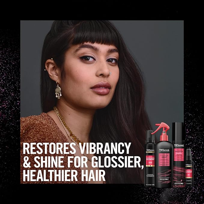 TRESemmé Keratin Smooth Blowout Hair Styling Bundle – Mousse + Finishing, Protecting Heat & Shine Sprays, Frizz Control