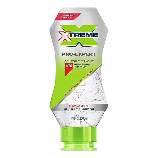 Xtreme Pro-Expert Clear Styling Hair Gel, Alcohol-Free 24-Hours Xtreme Control With Aloe Vera, 17.64 oz Squeeze Bottle (Pack of 12)
